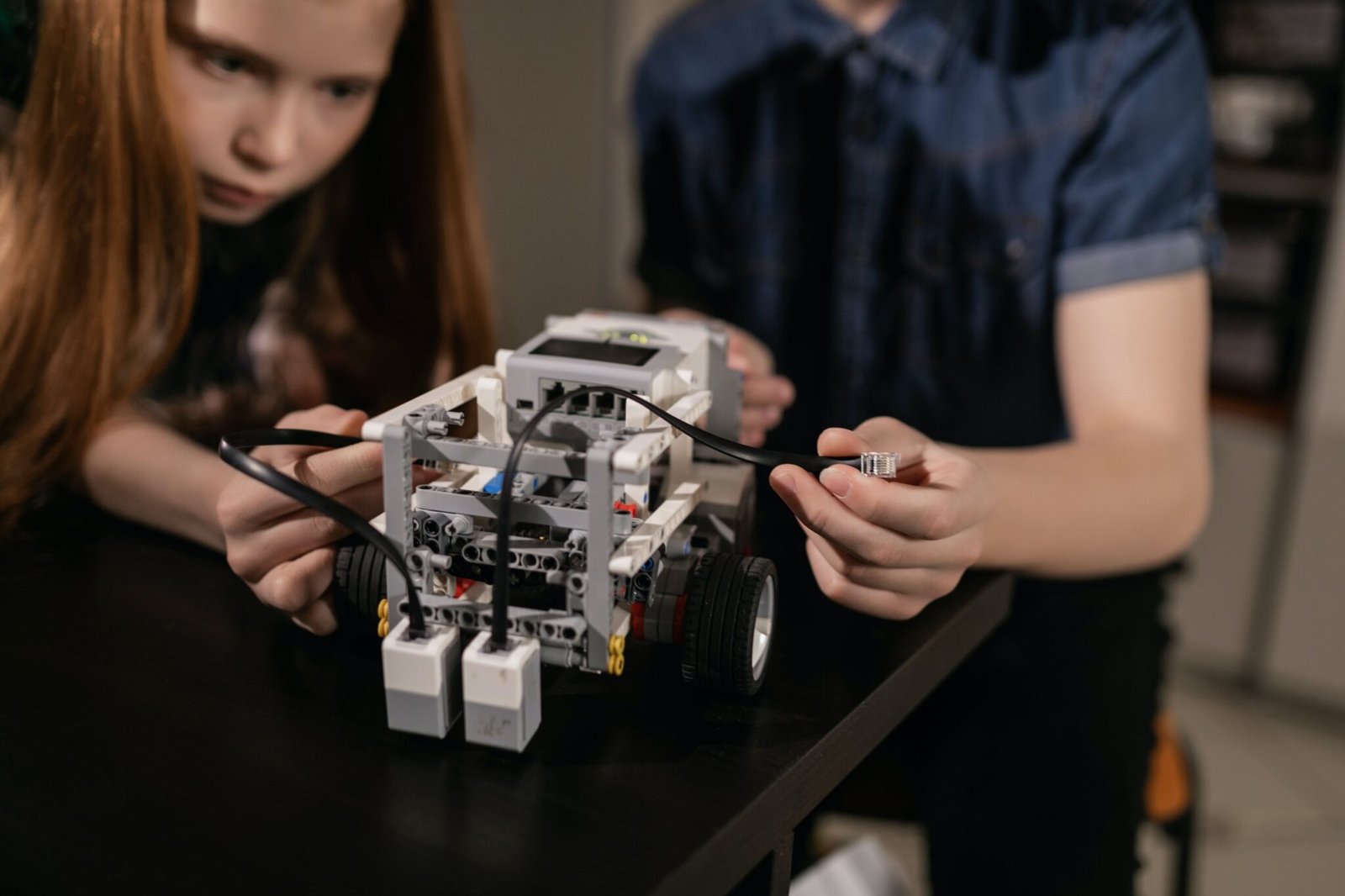 A Girl Holding a Robot